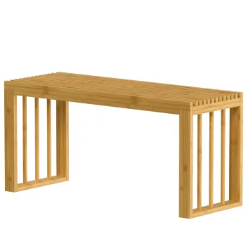 HOMCOM Banca pentru Pantofi din Bambus cu Sezut cu Lamele, 90 cm, Culoare Naturala, | Aosom Romania imagine