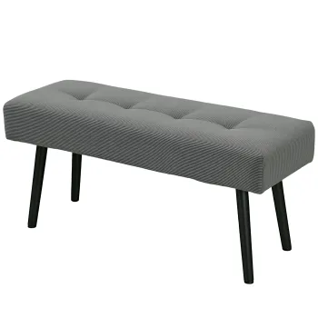 HOMCOM Banca Tapitata din Catifea cu Sezut Captusit si Picioare din Otel, 100x36x45 cm, Gri | Aosom Romania imagine