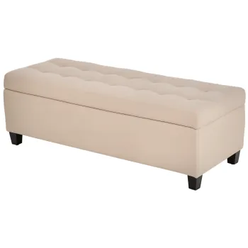 HOMCOM Bancheta cu depozitare, detalii cu nasturi, pana la 120 kg, 125 x 49 x 41,5 cm, Bej | Aosom Romania imagine