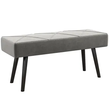 HOMCOM Bancheta de Pat, Banca, Velvet Tapitat, cu Picioare de Otel, pentru Dormitor, Living, Sufragerie, Hol, 100x36x45 cm, Gri imagine
