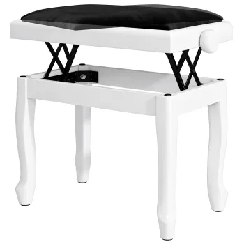 HOMCOM Bancheta de Pian Inaltime Reglabila 45-56 cm Bancheta de Pian cu Sezut Catifea Picioare din Lemn Sarcina 120 kg Alb | Aosom Romania imagine