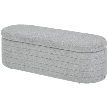 HOMCOM Bancheta Tapitata cu Spatiu de Depozitare si Picioare din Lemn de Eucalipt, 116x41x40.5 cm, Gri Deschis | Aosom Romania imagine