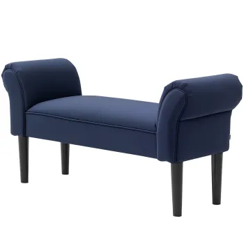 HOMCOM Bancuta capitonata pentru dormitor si hol, pana la 130 kg capacitate de suport, 102 x 36 x 51 cm, Albastru | Aosom Romania imagine