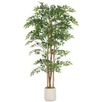 HOMCOM Banian artificial, planta artificiala cu trunchi masiv din lemn, ghiveci, pentru living, dormitor, birou 75 x 75 x 180 cm Verde | Aosom Romania imagine