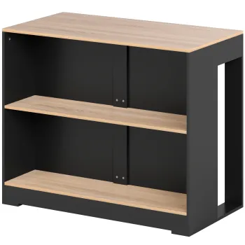 HOMCOM Bar Insula de Bucatarie cu 3 Rafturi pentru Sufragerie, 113x60x90 cm, Negru si Lemn | Aosom Romania imagine