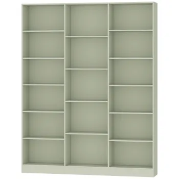HOMCOM Biblioteca 6 Niveluri, Raft de Depozitare cu 17 Compartimente si Polite Reglabile, 149 x 23,6 x 188 cm, Verde | Aosom Romania imagine