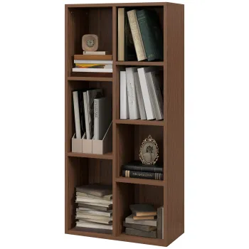 HOMCOM Biblioteca cu 7 Suporturi Diferite, 50x24x106 cm, Maro Rustic | Aosom Romania imagine