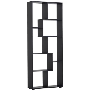 HOMCOM Biblioteca cu rafturi Zig-zag Design Contemporan 70L x 24l x 178I cm Panouri Particule negru | Aosom Romania imagine