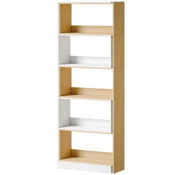 HOMCOM Biblioteca de colt rotativa 350? cu 5 niveluri, raft extensibil in forma de L, 60-111x24x164cm, stejar | Aosom Romania imagine