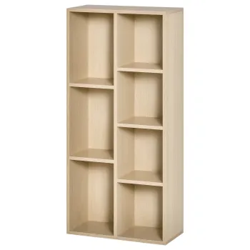 HOMCOM Biblioteca de Lemn Raft de Carti cu 7 Compartimente pentru Plante Fisiere 50x24x106 cm Roble | Aosom Romania imagine