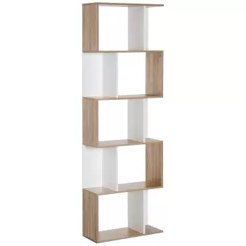 HomCom biblioteca de perete 5 rafturi 60x24x184.5cm, alb | Aosom Ro imagine