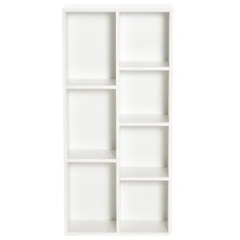 HOMCOM Biblioteca din Lem Stil Vintage Cubica cu 7 Suporturi Diferite din MDF pentru Casa si Birou, 50x24x106 cm, Alb imagine