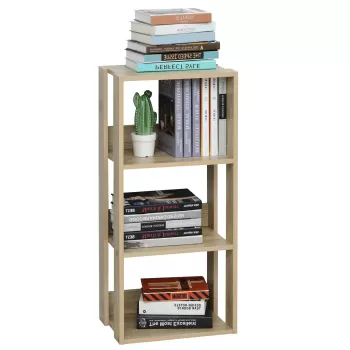 HomCom biblioteca din lemn cu 3 rafturi, 40x29.2x87.9cm | Aosom Ro imagine