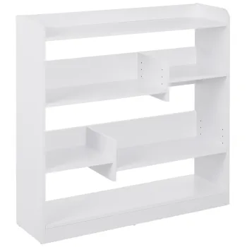 HOMCOM Biblioteca etajera Mobilier de Depozitare dim. 90L x 24l x 91H cm 4 Niveluri 3 Panouri din Spate Placi din Particule Alb | Aosom Romania imagine
