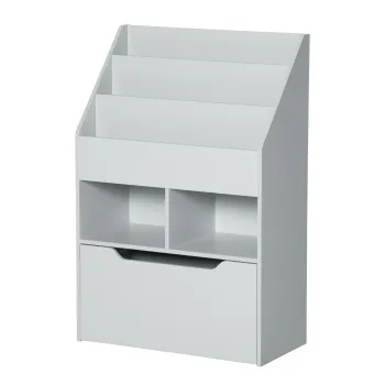 HOMCOM Biblioteca etajera Multi-Depozitare 3 rafturi 2 nise Sertar mare din lemn Gri | Aosom Romania imagine