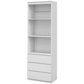 HOMCOM Biblioteca inalta de 180 cm cu 3 rafturi si 3 sertare 60 x 35 x 180 cm din lemn alb | Aosom Romania imagine