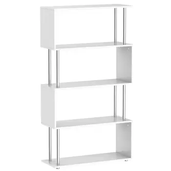HomCom biblioteca moderna, 4 rafturi, 80x30x145cm alb | AOSOM RO imagine