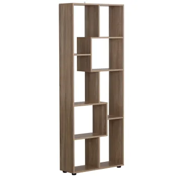 HomCom biblioteca moderna, 8 rafturi 70x24x178 cm, maro | AOSOM RO imagine