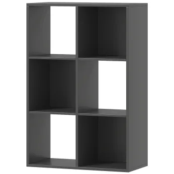 HOMCOM Biblioteca Moderna Modulara cu 6 Compartimente din PAL, Maro | Aosom Romania imagine