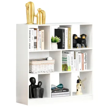 HOMCOM Biblioteca Raft cu 8 Compartimente, Biblioteca Moderna pentru Camera de Zi, Dormitor, Birou, 97.5x30x100 cm, Alb imagine