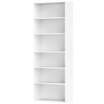 HOMCOM Biblioteca raft de depozitare 6 niveluri cu polite reglabile pentru living, dormitor, birou, 60x24x158,5cm, alb | Aosom Romania imagine