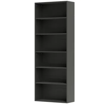 HOMCOM Biblioteca raft de depozitare 6 niveluri cu rafturi reglabile pentru living, dormitor, birou, 60x24x158,5cm, negru | Aosom Romania imagine