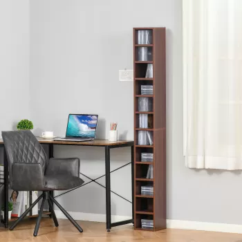 HomCom biblioteca tip coloana, cu etajere, 21x20x175cm, maro | AOSOM RO imagine