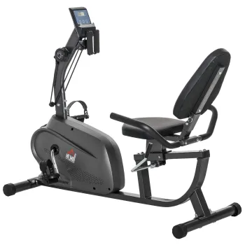 HOMCOM Bicicleta Magnetica Orizontala Scaun Reglabil si Elastice pentru Brate | Aosom Romania imagine