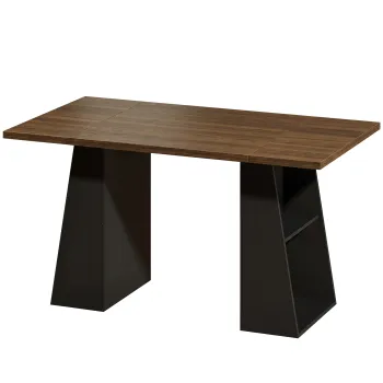 HOMCOM Birou cu 4 polite deschise, design industrial, 140 cm, Maro-Negru | Aosom Romania imagine