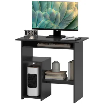 HOMCOM Birou de calculator, birou, cipboard, metal, 80 x 45 x 75 cm, negru | Aosom Romania imagine