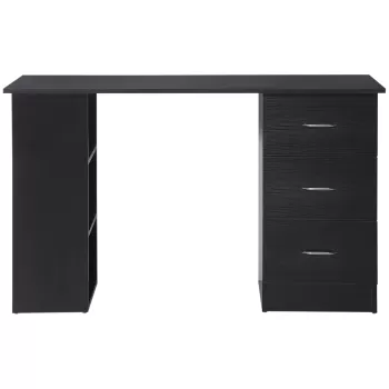 HOMCOM Birou de Calculator Modern, Masa de Scris si Statie De Lucru cu 3 Sertare si Raft de Depozitare - Negru imagine