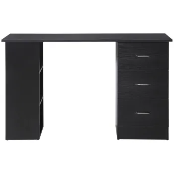 HOMCOM Birou de Calculator Modern, Masa de Scris si Statie De Lucru cu 3 Sertare si Raft de Depozitare - Negru imagine