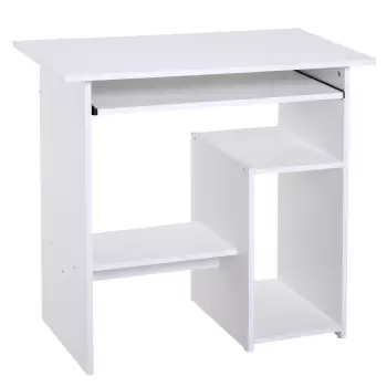 HomCom birou ergonomic, 80x45x75cm, PAL/metal, alb | AOSOM RO imagine