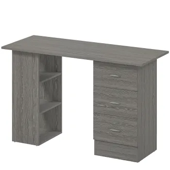 HOMCOM Birou modern cu 3 Sertare si Rafturi in Lemn Alb 120x49x72cm | Aosom Romania imagine