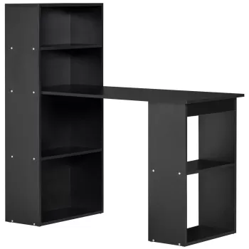 HOMCOM Birou Modern pentru Acasa cu Rafturi de Depozitare pe 6 Niveluri, Masa de Scris de 47