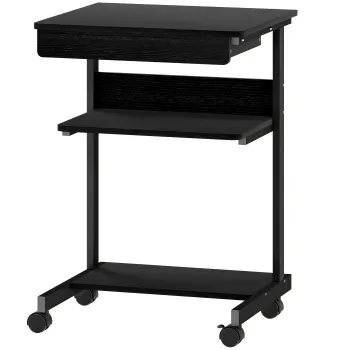 HOMCOM Birou PC cu Sertar Glisant si 2 Rafturi Deschise Negru | Aosom Romania imagine