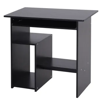 HOMCOM Birou pentru Calculator cu Raft pentru Unitate Centrala si Raft Detasabil pentru Tastatura, 80x45x75 cm, Negru | Aosom Romania imagine