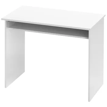 HOMCOM Birou pentru calculator simplu, compact, cu 1 raft, panouri din PAL, dim. 90l x 50P x 74H cm, alb lucios | Aosom Romania imagine