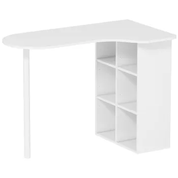 HOMCOM Birou pentru Camera cu 6 Rafturi si 4 Rafturi Reglabile Alb | Aosom Romania imagine