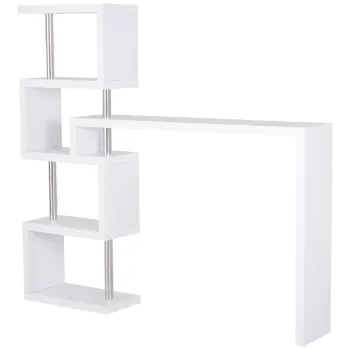 HOMCOM Birou pentru Studiu si Lucru, Design Modern, Alb si Lemn, 175x30x164.5 cm, Spatiu Amplu de Depozitare | Aosom Romania imagine