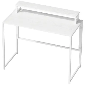 HOMCOM Birou pliabil Masa pentru calculator cu suport pentru monitor pentru camera de lucru 100 x 48 x 87,5 cm | Aosom Romania imagine