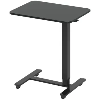 HOMCOM Birou reglabil pe inaltime incl. 4 roti C-Forma 65 cm x 48 cm x 70-110 cm Negru | Aosom Romania imagine