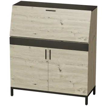 HOMCOM Birou-secretar industrial cu rafturi si cadru metalic 100 cm lemn natural si negru | Aosom Romania imagine