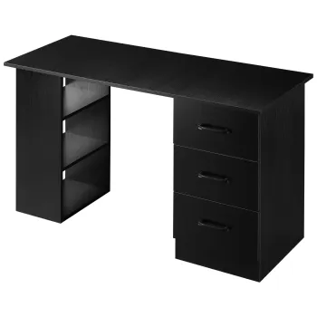 HOMCOM Birou Suport Calculator cu 3 Sertare si 3 Rafturi, Birou pentru Dormitor si Birou 120x49x72cm, Negru imagine