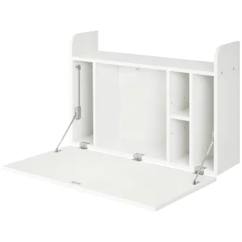 HOMCOM Birou suspendat, masa de perete rabatabila si birou de perete cu depozitare - 77 x 20 x 51 cm | Aosom Romania imagine