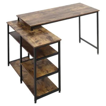 HOMCOM Birou Unghiular Industrial 3 Niveluri, Maro | Aosom Romania imagine