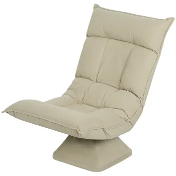 HOMCOM Bodensessel cu spatar ajustabil in 5 unghiuri, rotativ, scaun tapitat modern, Bej | Aosom Romania imagine