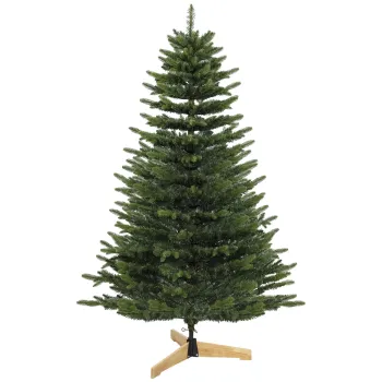 HOMCOM Brad artificial 180 cm, brad Fraser cu suport din lemn, 988 varfuri realiste de ramuri pentru acasa si birou, Verde | Aosom Romania imagine