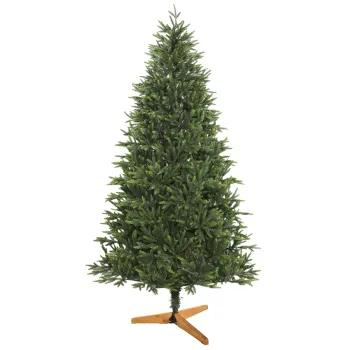 HOMCOM Brad artificial de Craciun 180 cm, aspect realist si bogat, 732 ramuri din PE ignifug, baza pliabila din lemn, verde | Aosom Romania imagine