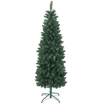 HOMCOM Brad Artificial de Craciun cu 479 Ramuri, Brad de Craciun Inalt si Ingust cu Baza Pliabila, O65x180 cm, Verde | Aosom Romania imagine